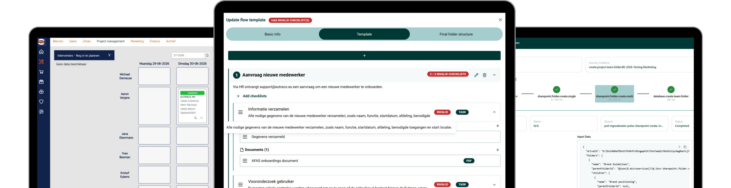 Dashboardvisual van SELAFlow met procesflows, taken, documenten en technische opvolging binnen workflow software.